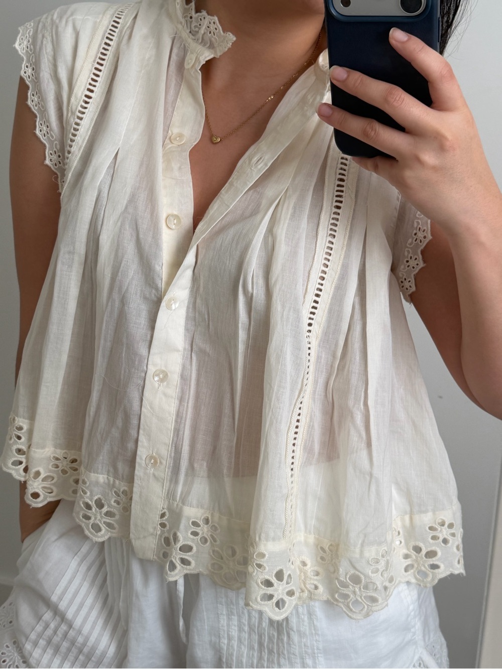 Calypso St Barth Cream Sleeveless Blouse